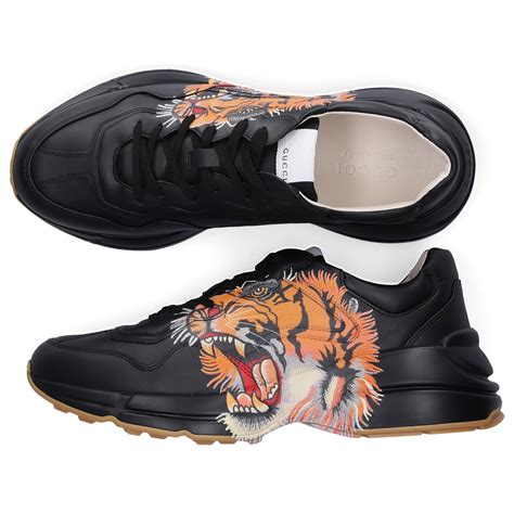 black gucci sneakers tiger|Gucci rhyton leather sneakers.